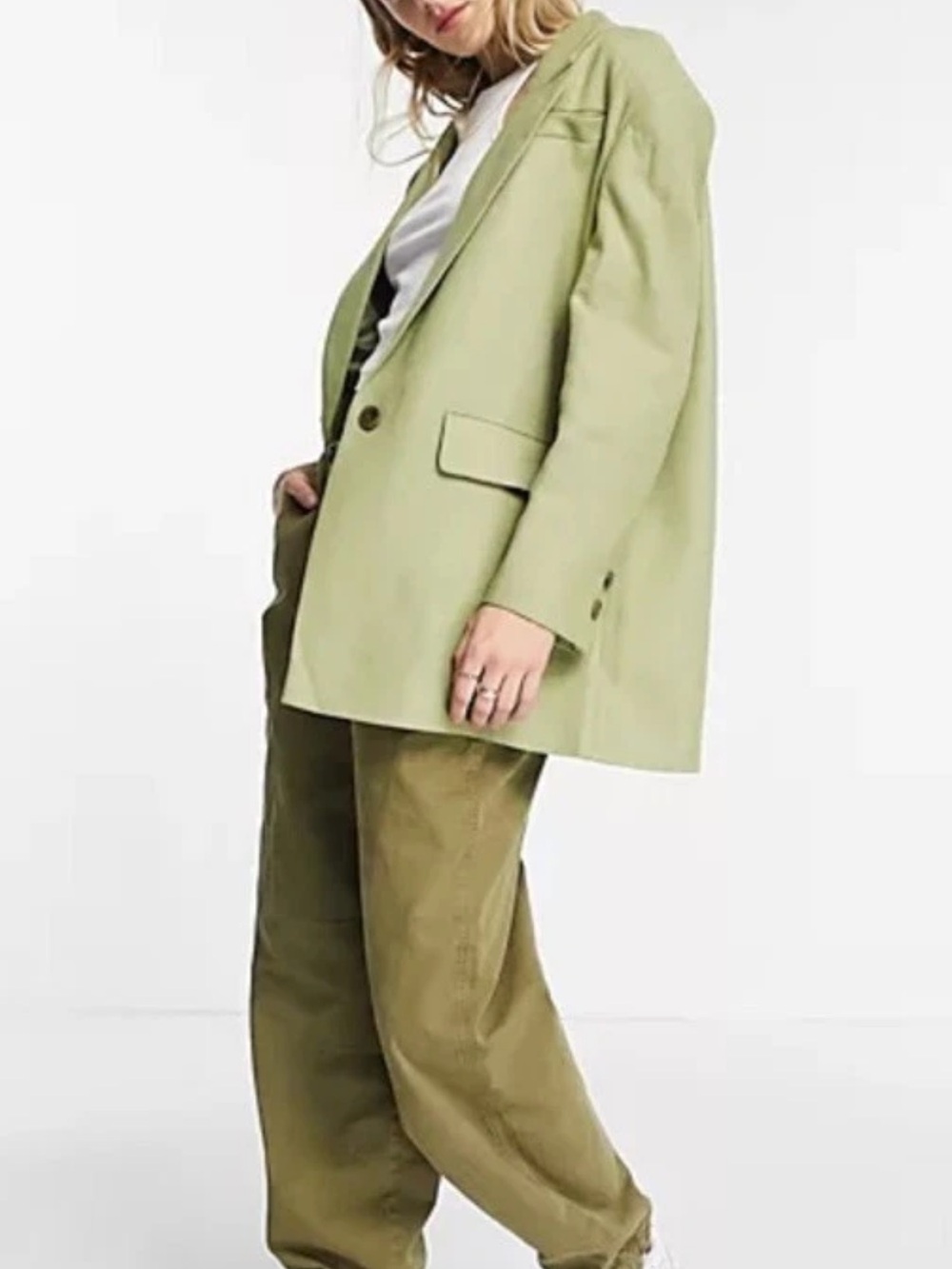 Topshop Sage Light Green Oversized Blazer Jacket 6
